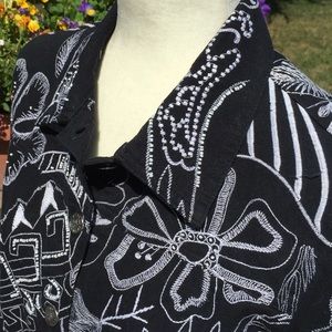 Laura Ashley Cotton Embroidered- Beaded Jacket